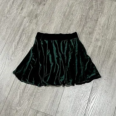 Velvet Mini Circle Skirt Green • $25