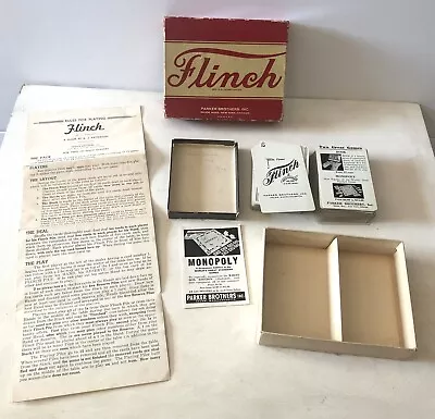 Vintage 1938 Card Game Parker Brothers Flinch Complete Booklet Box Salem Mass • $29.74