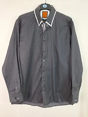 Makrom Black Pattern Long Sleeve Shirt Button Up Work Formal Size 4XL Plus Size • £24