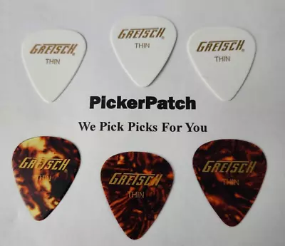 GRETSCH THIN  Guitar Picks White  -  Tortoise Brown   DISCONTINUED 6 Picks  #68 • $14