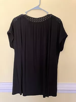 J Jill Top Shirt Womens Large Black Short Sleeve Classic Casual • $11