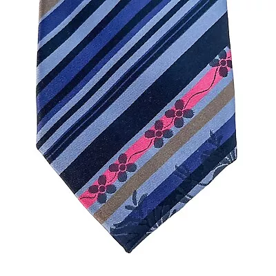 Bugatchi 100% Silk Neck Tie 59.5L 3.25W Multicolor Striped Floral Made In Italy • $6