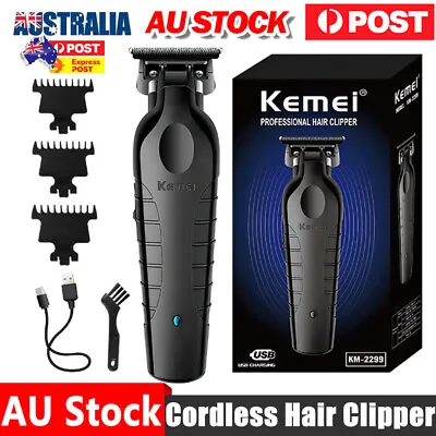 Kemei Cordless Hair Clipper Electric Hair Clipper Zero Gap Trimmer HairCut 2299 • $30.99