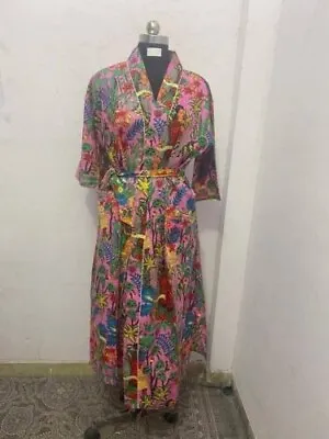 $49.49 • Buy Indian Women's Kimono Robe Frida Kimono Cotton Bath Robes Maxi Night Gown Dress