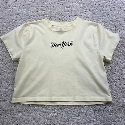 £12.58 • Buy Topshop Cropped Tee Shirt Womens 2 Yellow Crew Neck *New York* T-Shirt