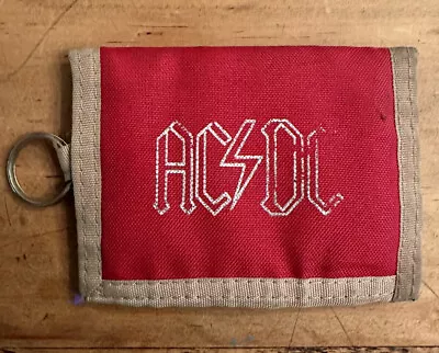 Vintage Red Gold AC/DC Bifold Nylon Wallet • $11