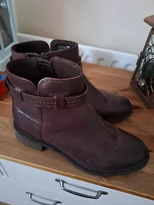 £25.50 • Buy Clarks Burgundy/brown Ankle Boots Size 6d