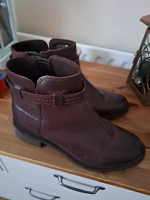 £25.50 • Buy Clarks Burgundy/brown Ankle Boots Size 6d