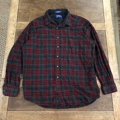 Pendleton Red Plaid Flannel 100% Wool Lodge Shirt XXL  • $35