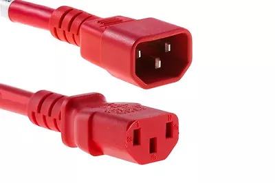 RED Power Mains Extension Jumper Cable IEC C13 Female To IEC C14 Male 0.3m 30cm • £3.99