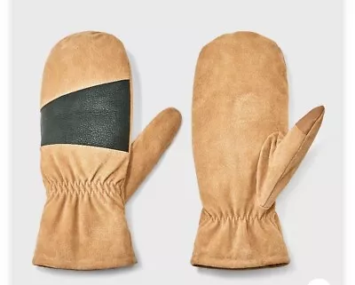 New W/o Tag Men's Small Goodfellow Mixed Leather Pig Suede Mittens 10  Long • $16