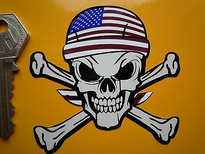 £2.25 • Buy USA Stars & Stripes AMERICAN Flag BANDANA Skull & Crossbones Sticker Custom Cool