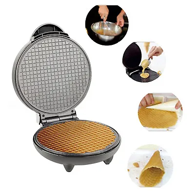 1200W Electric Ice Cream Cone Maker Waffle Maker & Non-Stick For Breakfast E3H5 • £23.79