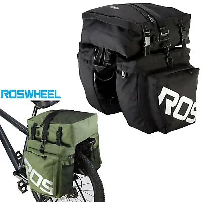 ROSWHEEL 3 In 1 Bike Carrier Rack Saddle Bag Bicycle Pannier Rear Seat Box 37L • $57.89