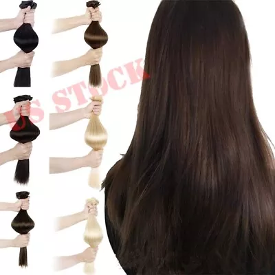 Clip In Remy Human Hair Extensions Full Head 8 Pieces Long Straight Hair • $10.99