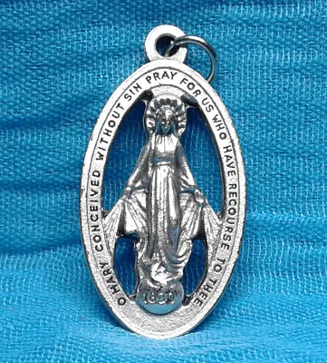 Miraculous Medal Open Design Catholic 1 1/2  Cut Out Oval XL Made In ITALY Large • $1.65