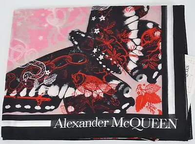 $302.79 • Buy New Alexander McQueen 608259 TATTOO BUTTERFLY Cotton Silk Skull Scarf Shawl