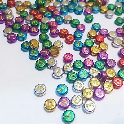 200 Letter Beads Mixed Colour 6-7mm Alphabet Cubes Kids DIY Jewellery Gift Craft • £2.89