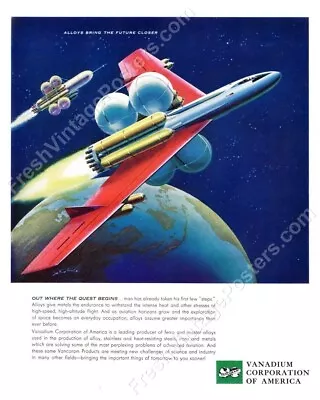 1950s Sci Fi Future Outer Space Rocket Travel Art Vanadium Corp NEW Poster 20x24 • $21.25