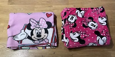 Disney Minnie Mouse 2 Fleece Blanket Soft Feel Fit Single Bed 140x120 150x110 • £5
