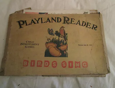 Playland Reader Child Improvement Games 1912 Box Game Birds Sing Educational • $40