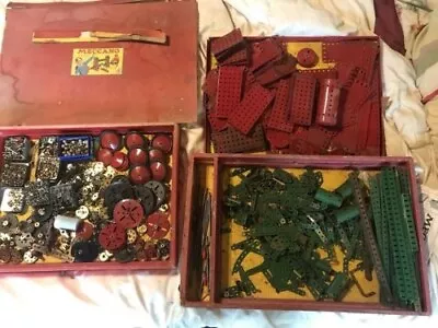 Vintage 1950s Green Red Meccano Set 8 Plus Extras Original Box • £75