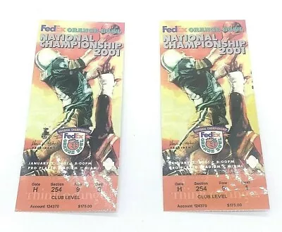 🍊   2 Authentic 2001 Orange Bowl Championship Game Tickets FSU V OU 🏈 • $42.75