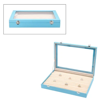 £41.91 • Buy Teal Leatherette Anti Tarnish 150 Slot Ring Jewelry Box With 2 Latch Clasp