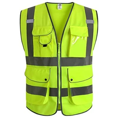£21.99 • Buy 9 Pockets Class 2 High Visibility Zipper Front Safety Vest With