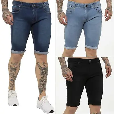 £10.99 • Buy Kruze Mens Shorts Skinny Fit Stretch Denim Summer Half Pants Jean Shorts UK Size