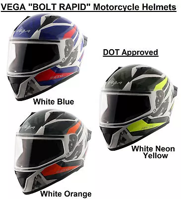 VEGA   BOLT - RAPID   DOT Certified Full Face Motorcycle Helmets • $68.40