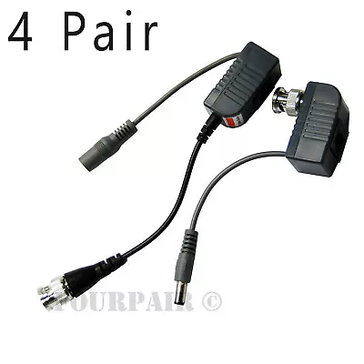 8pcs 4 Pair CCTV Coax BNC Video & Power Balun Transceiver Adapter To CAT5e 6 DVR • $9.98