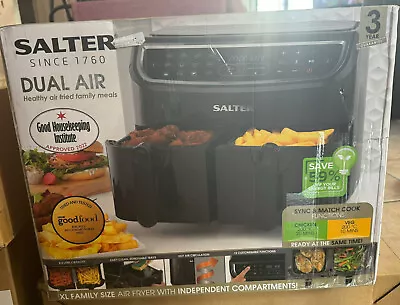 Salter Dual Air Fryer Large Double 8.2L With 12 Cooking Functions || BRAND NEW • £80