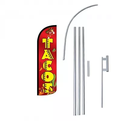 Tacos Flag Flutter Feather Banner Swooper Extra Wide Windless Bundle • $54.99