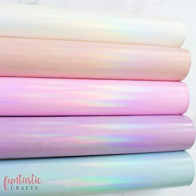 Holographic Patent Leatherette Fabric - Shiny Faux Leather For Crafts & Bows • £3.99