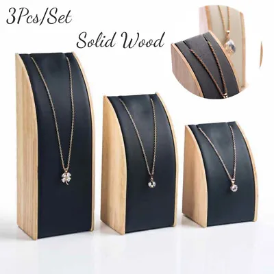 3Pcs/Set Wooden Necklace Jewelry Diaplay Stand Solid Wood Display Props Pendant • $24.80