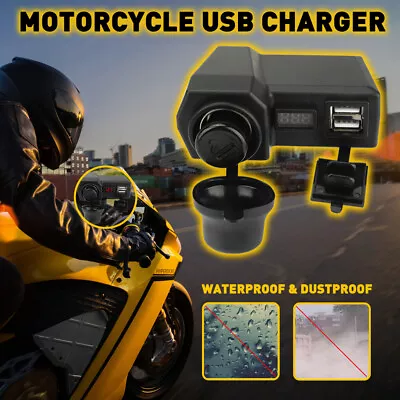 Dual Port USB Socket Power Charger Outlet Plug Adapter Waterproof For Motorcycle • $13.99
