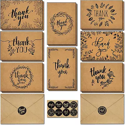 Thank You Cards With Envelopes - 160 Sets Premium Kraft Thank You Cards Bulk - T • $37.49