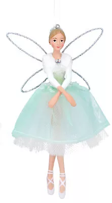 Christmas Tree Decorations Pale Mint Green Fairy Gisela Graham Ballerina Winter  • £8.99