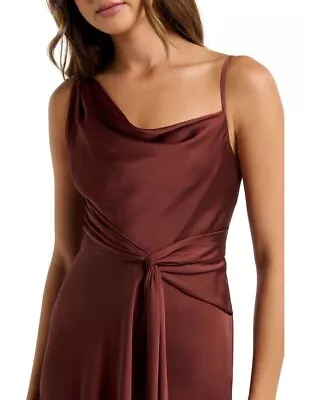 $100 • Buy Size 14 Forever New Savannah Asymm Cowl Satin Midi Dress (conked)