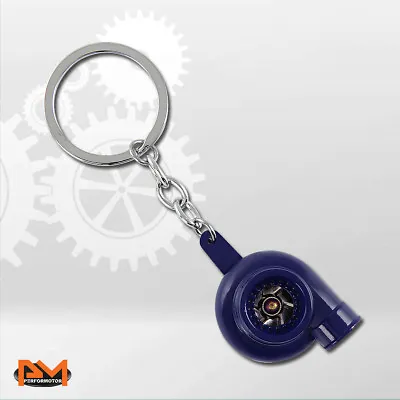 Spinning Turbo Charger Compressor Style Car Keychain Sleeve Bearing Wheel Blue • $6.59
