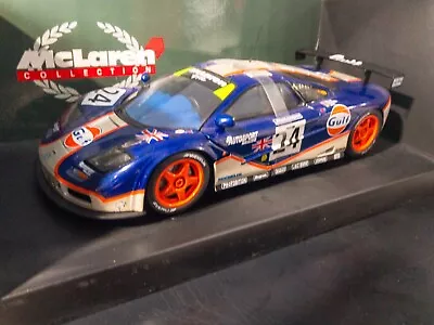 PAUL'S MODEL ART 1/18 #24 MCLAREN F1 GTR GULF LEMANS RACE CAR   (Used/Not Mint) • $0.01