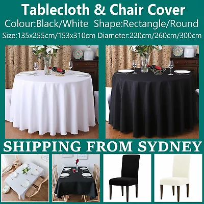 $22.89 • Buy Wedding Table Cloths Market Rectangle Round Tablecloths Full Chair Seat Cover AU