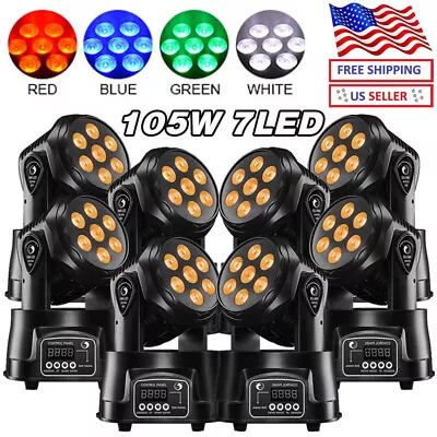 105W Moving Head Stage Lighting RGBW Wash 7LED 9/14CH DMX Mini Disco DJ Lights • $62.39