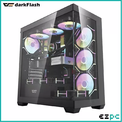 DarkFlash Computer PC Case Tempered Glass ATX Mid-Tower Gaming Tower  (DS900) • $99