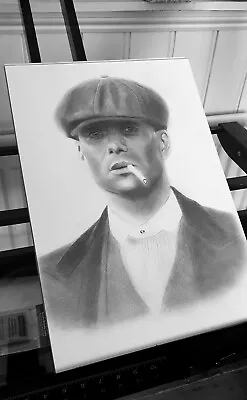 Tommy Shelby Peaky Blinders TV Series Art A3 Size Wall Canvas Pencil Drawing Fan • £20