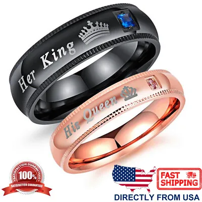 Couple's Matching Ring His Queen Or Her King Wedding Band Comfort Fit Ring  • $12.82