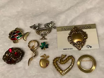 Vintage/Now Lot 9 Brooches/Pins Assorted Styles & Sizes Get All Pictured • $11.99
