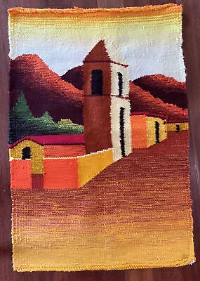 MCM Mid Century Modern Wool Tapestry Hand Woven ART Wall Hanging Mission • $59