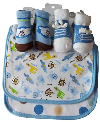 Baby Boys Bibs And Socks Gift Set Blue • £9.99